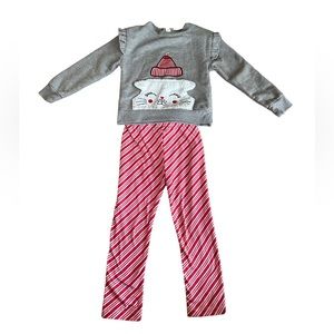 Toddler Girls Forever Me Christmas CAT Kitten Sweatshirt and Leggings